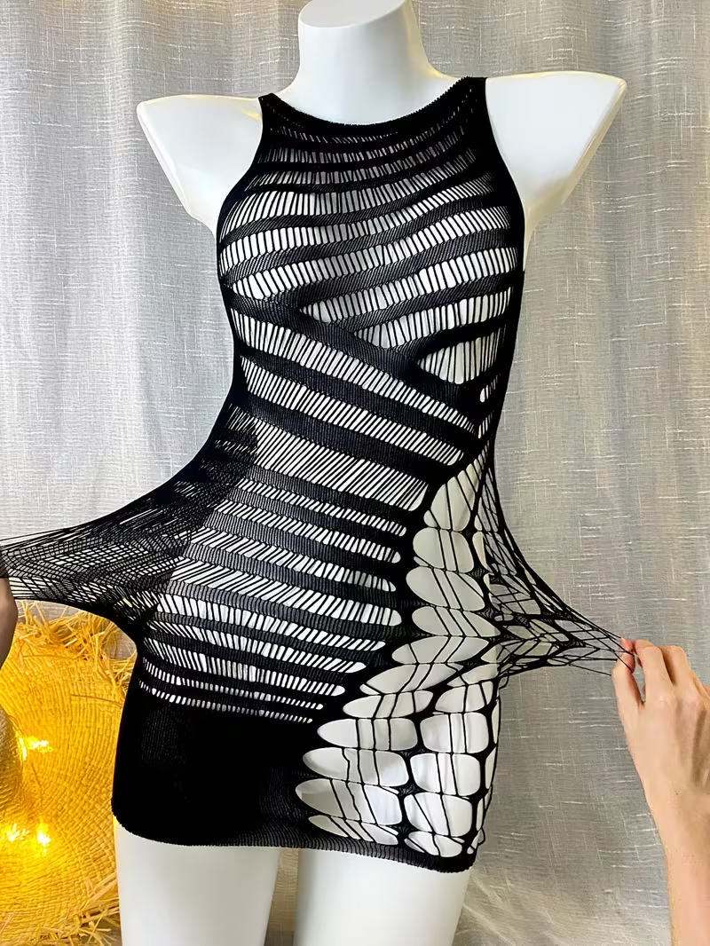 Sexy Hollow-Out Knit Beach Cover-Up Dress