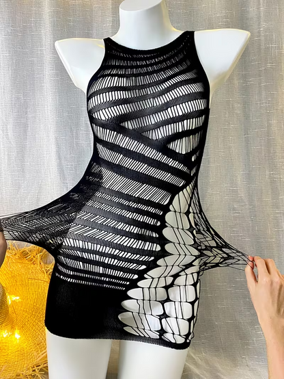 Sexy Hollow-Out Knit Beach Cover-Up Dress